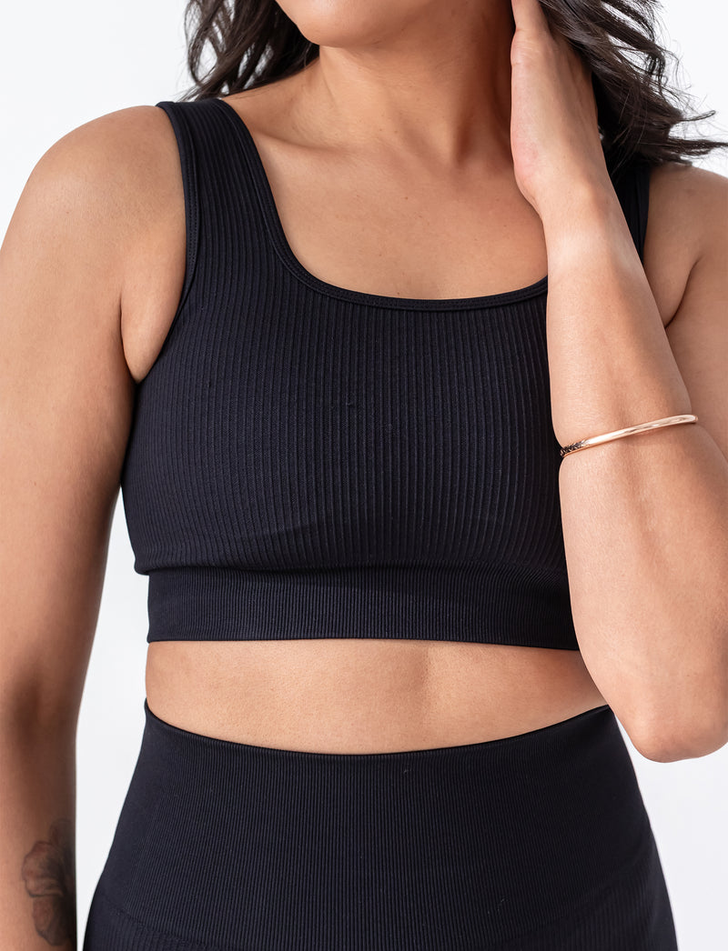 LADIES SEAMLESS RIB SPORTS CROP