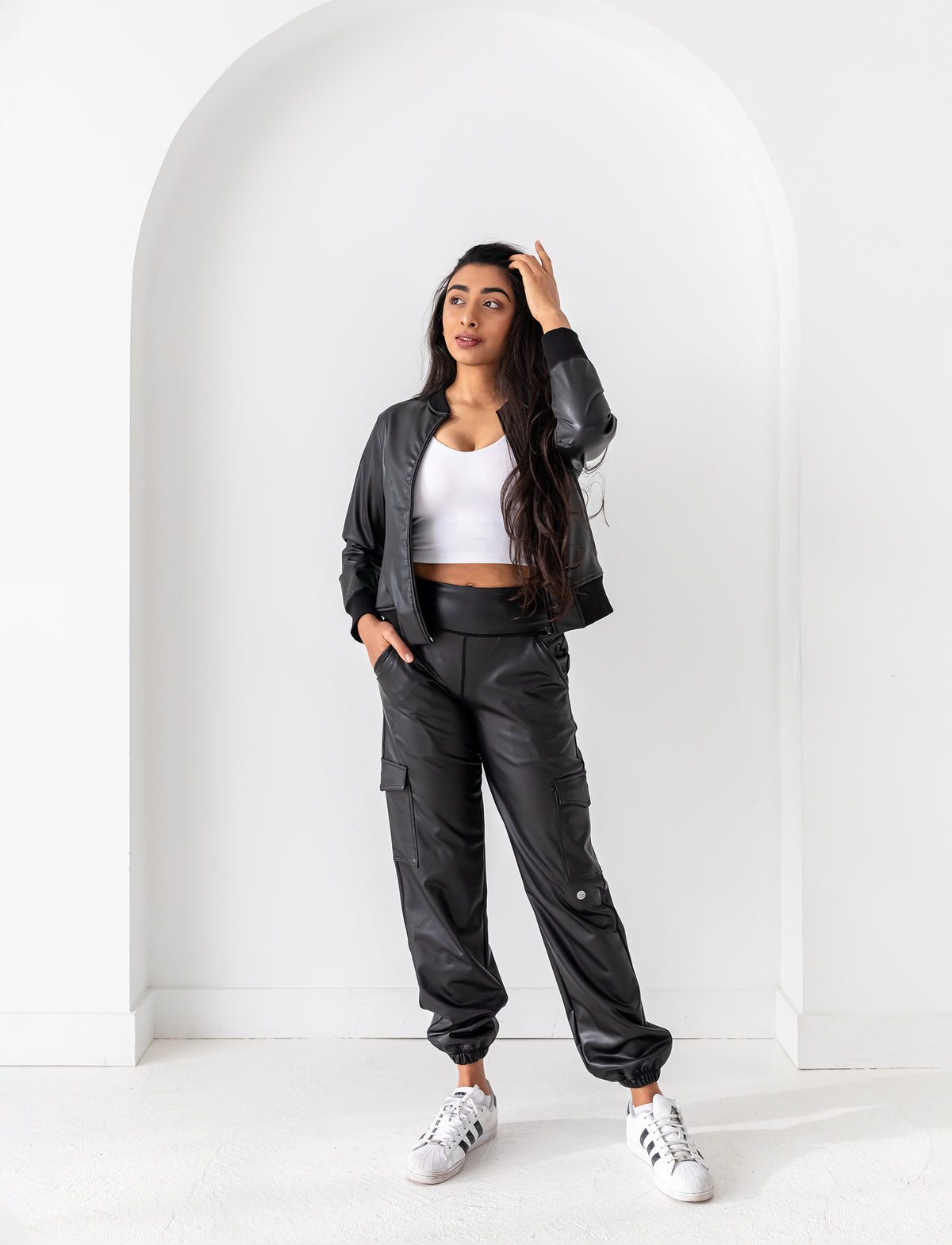 LADIES VEGAN LEATHER STUDIO TO STREET JOGGERS