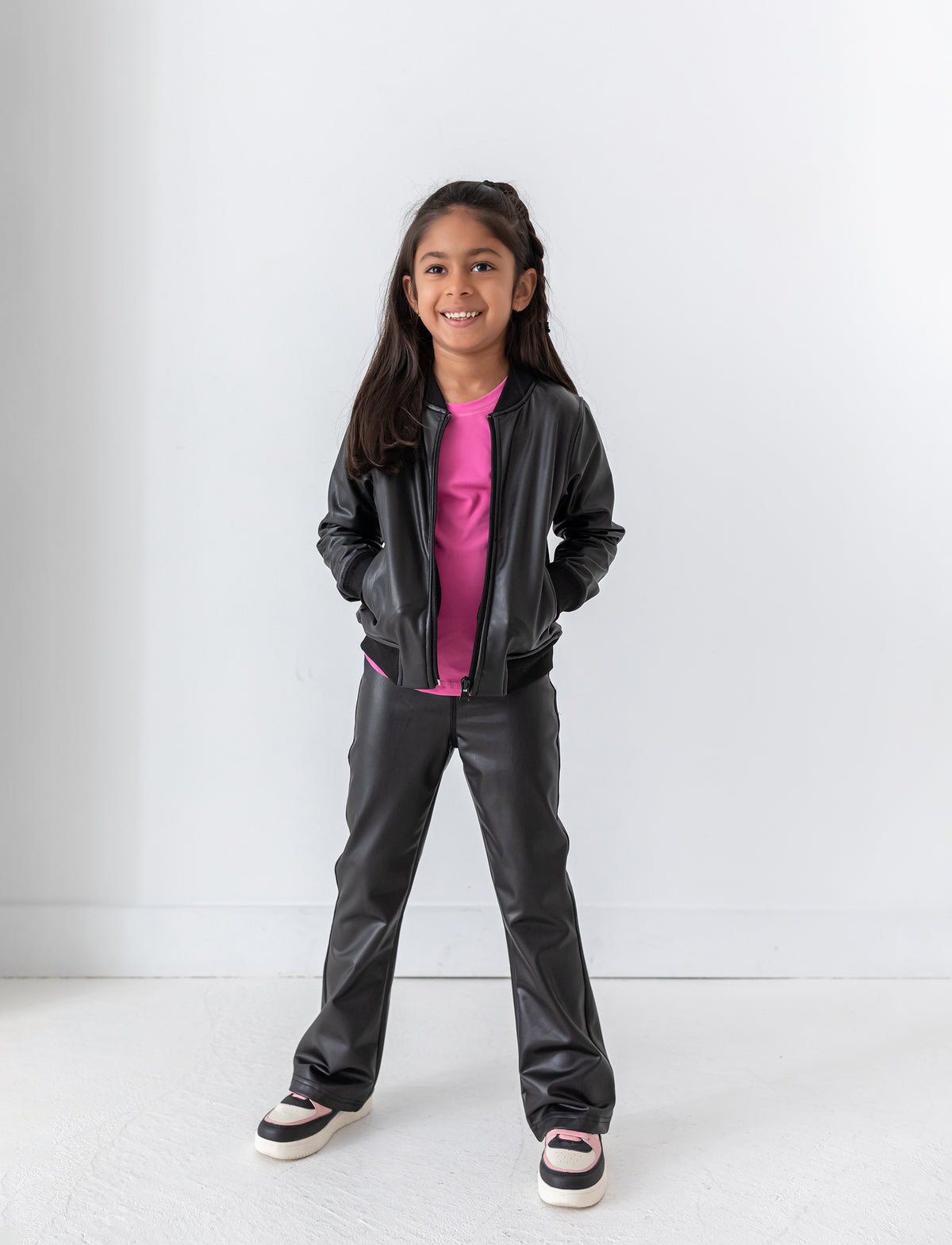 GIRLS 2-6 ON-THE-GO VEGAN LEATHER BOMBER JACKET