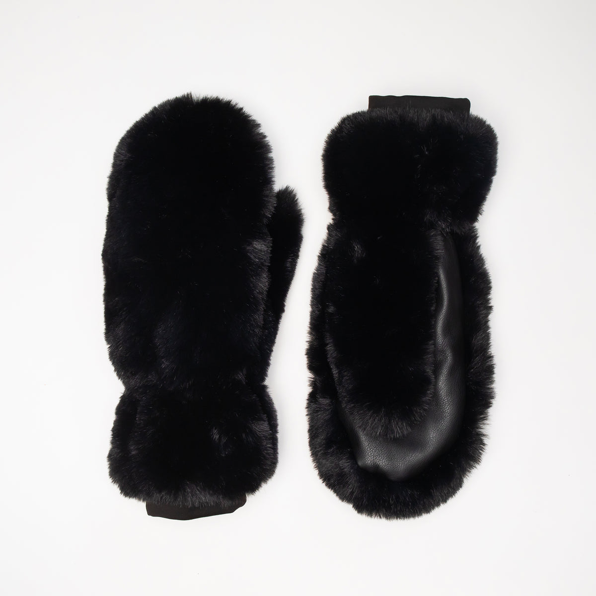 Women's Wonder Fluff Midnight Black Faux Fur Mitten