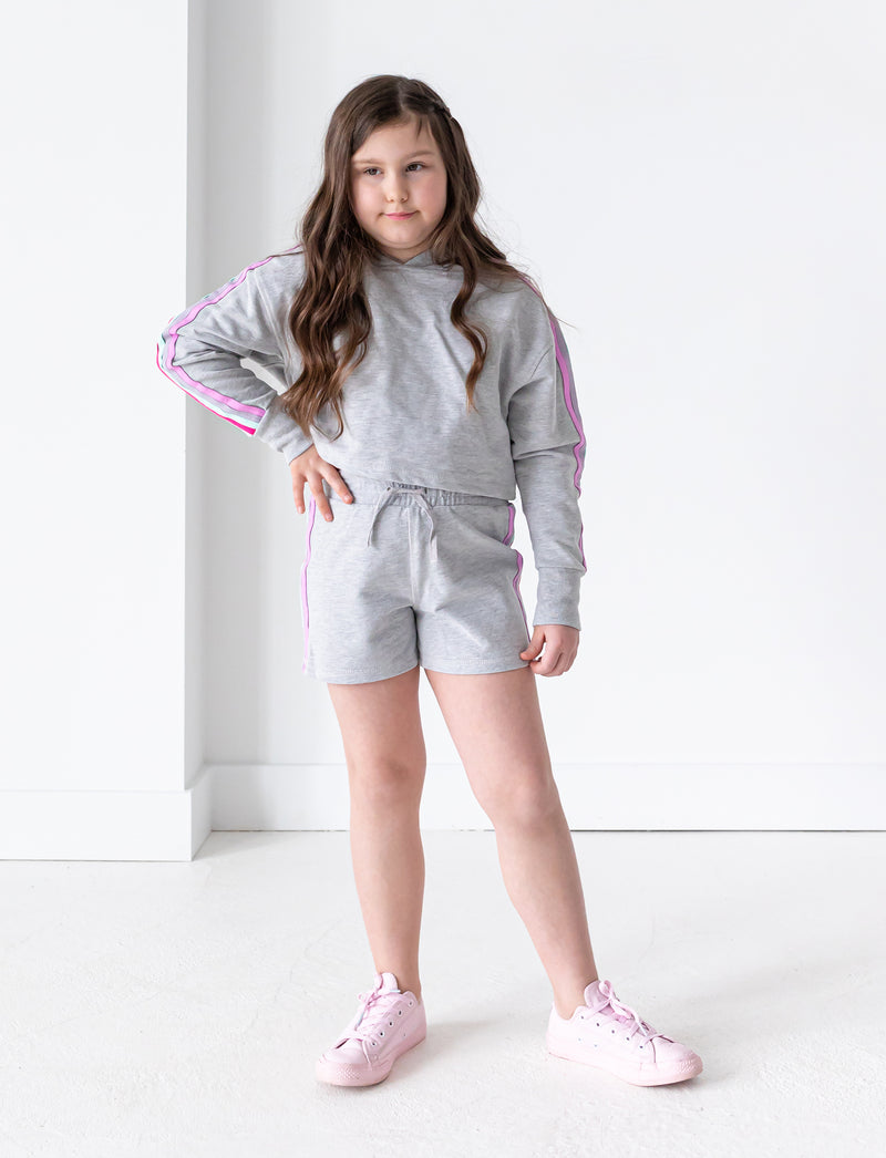 GIRLS 2-6 CROP RAINBOW STRIPE HOODY