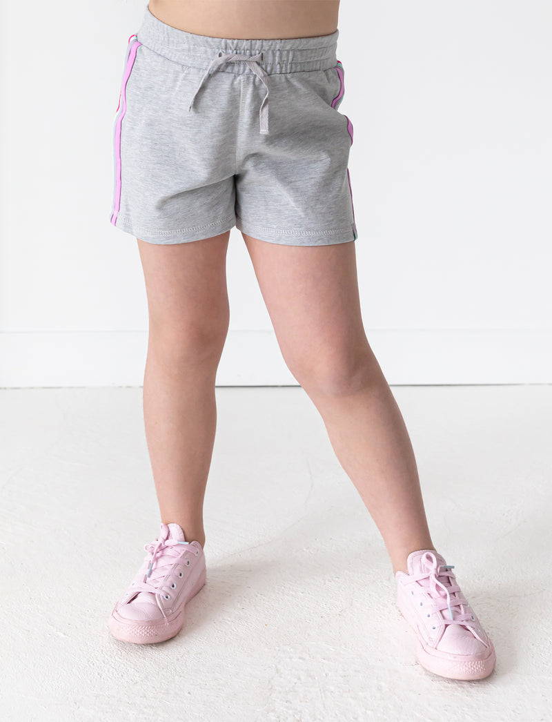 GIRLS 2-6 JOGGER SHORT W/ RAINBOW STRIPE