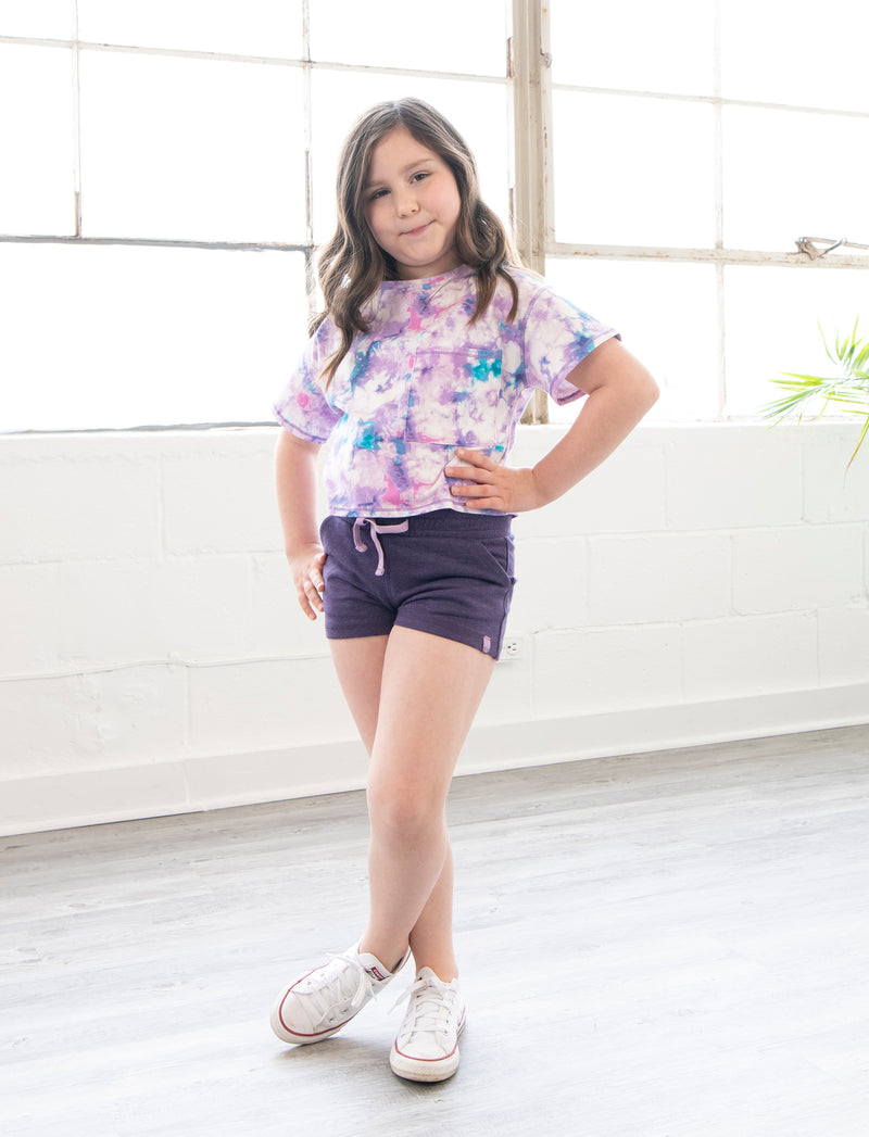 GIRLS 2-6 CROP COTTON POCKET TEE