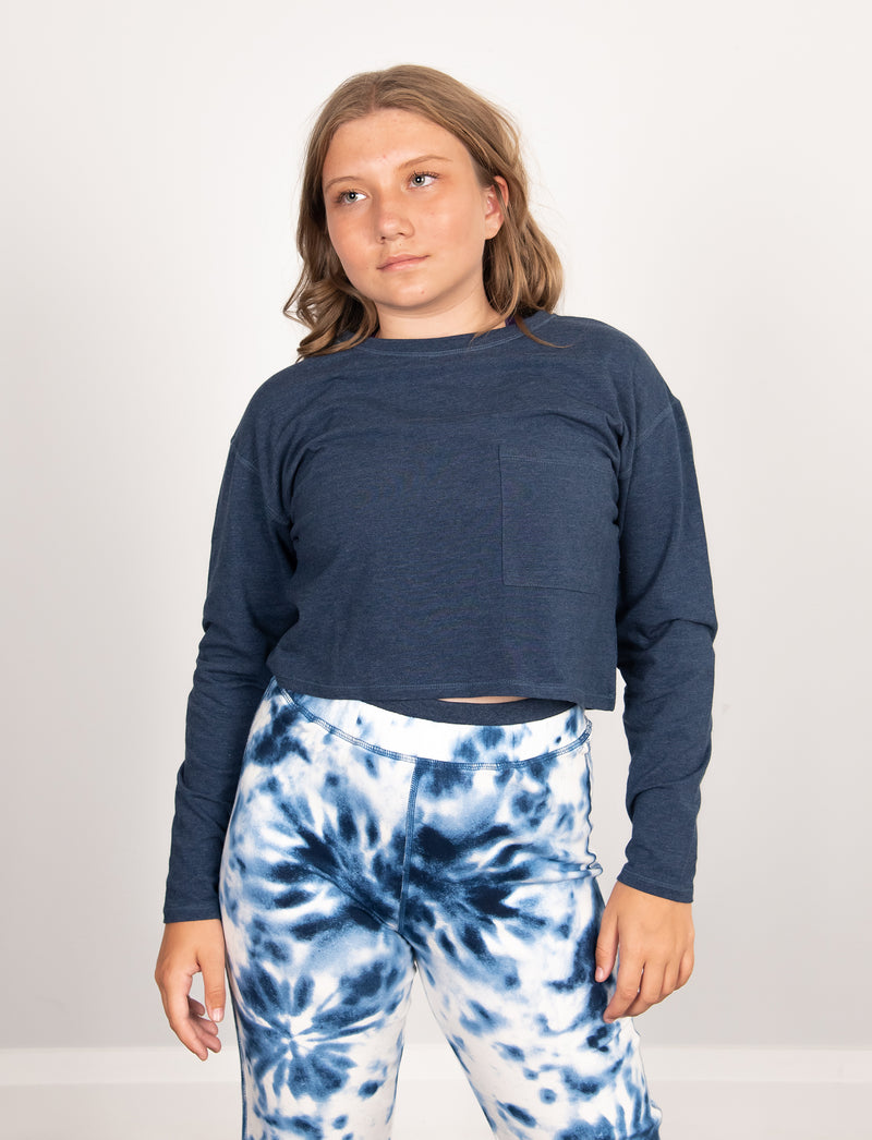 GIRLS CROP COTTON POCKET TEE