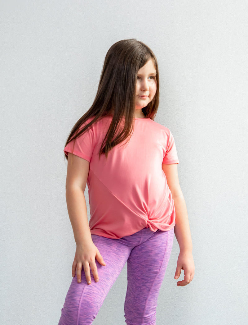 GIRLS 2-6 KNOTTED FRONT YOGA T-SHIRT