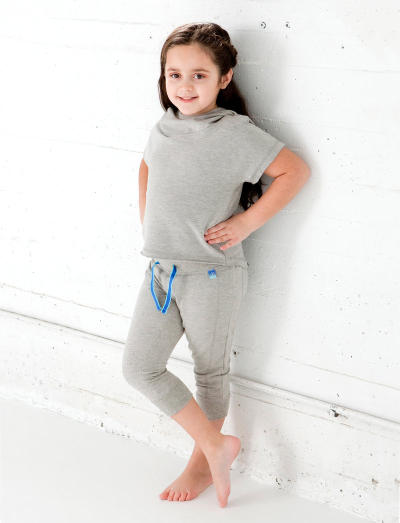 GIRLS 2-6 STRETCH COTTON  CROP HOODY