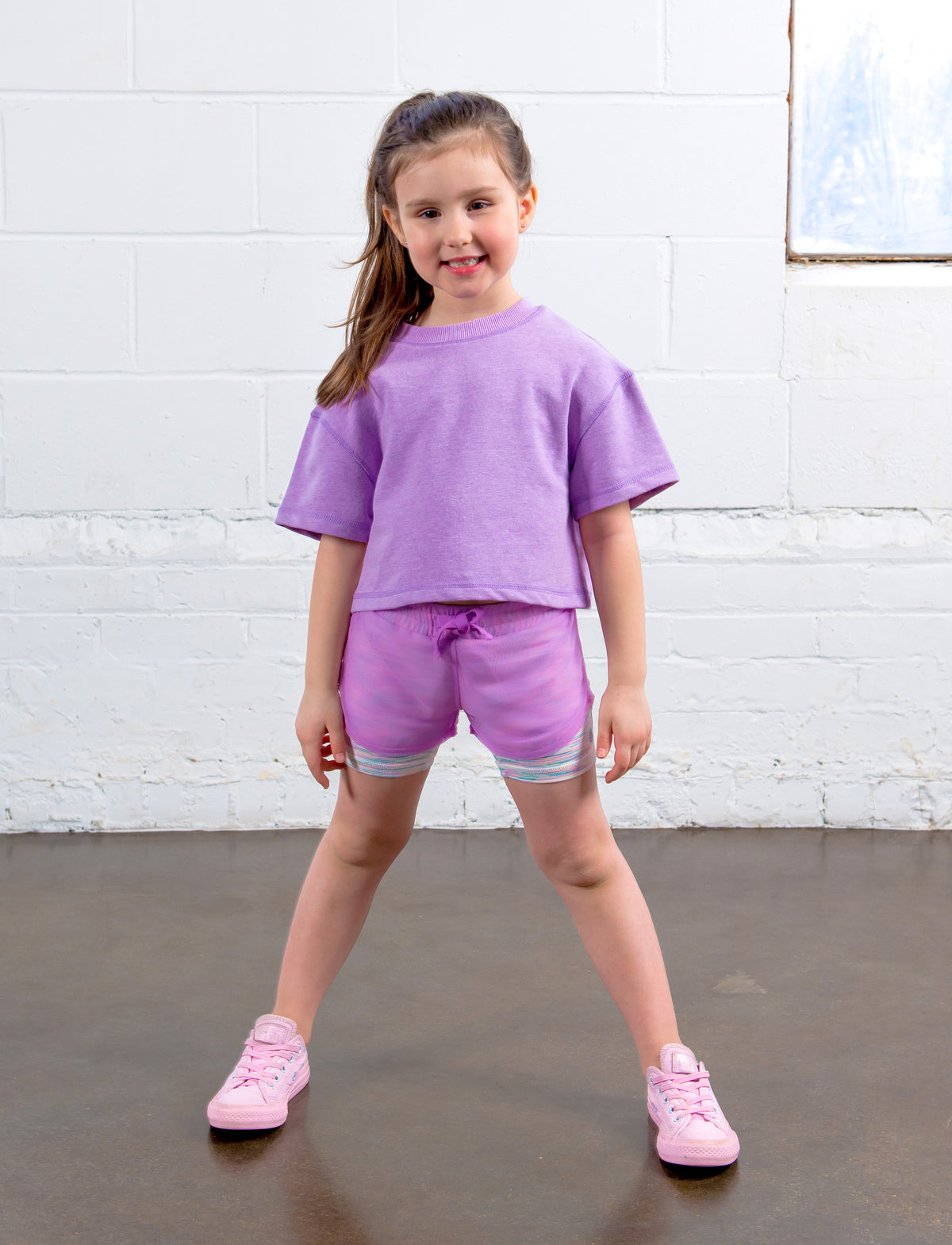 GIRLS 2-6 DOUBLE LAYER MESH SHORTS