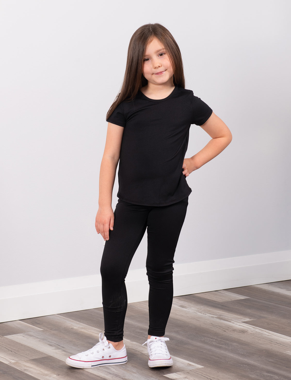 GIRLS 2-6 SCOOPED HEM ACTIVE T-SHIRT