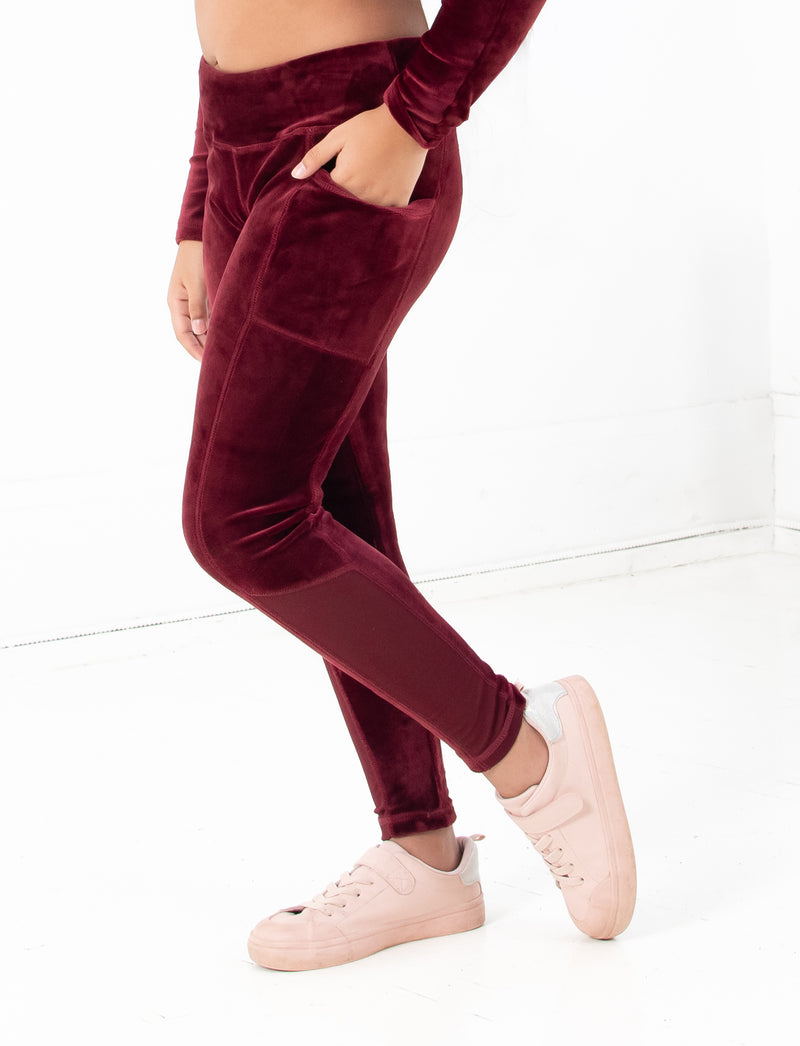 GIRLS 2-6 STRETCH VELVET CUT AND SEW LEGGING