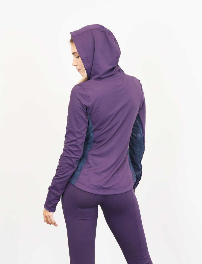 LADIES MESH OVERLAY HOODED YOGA JACKET