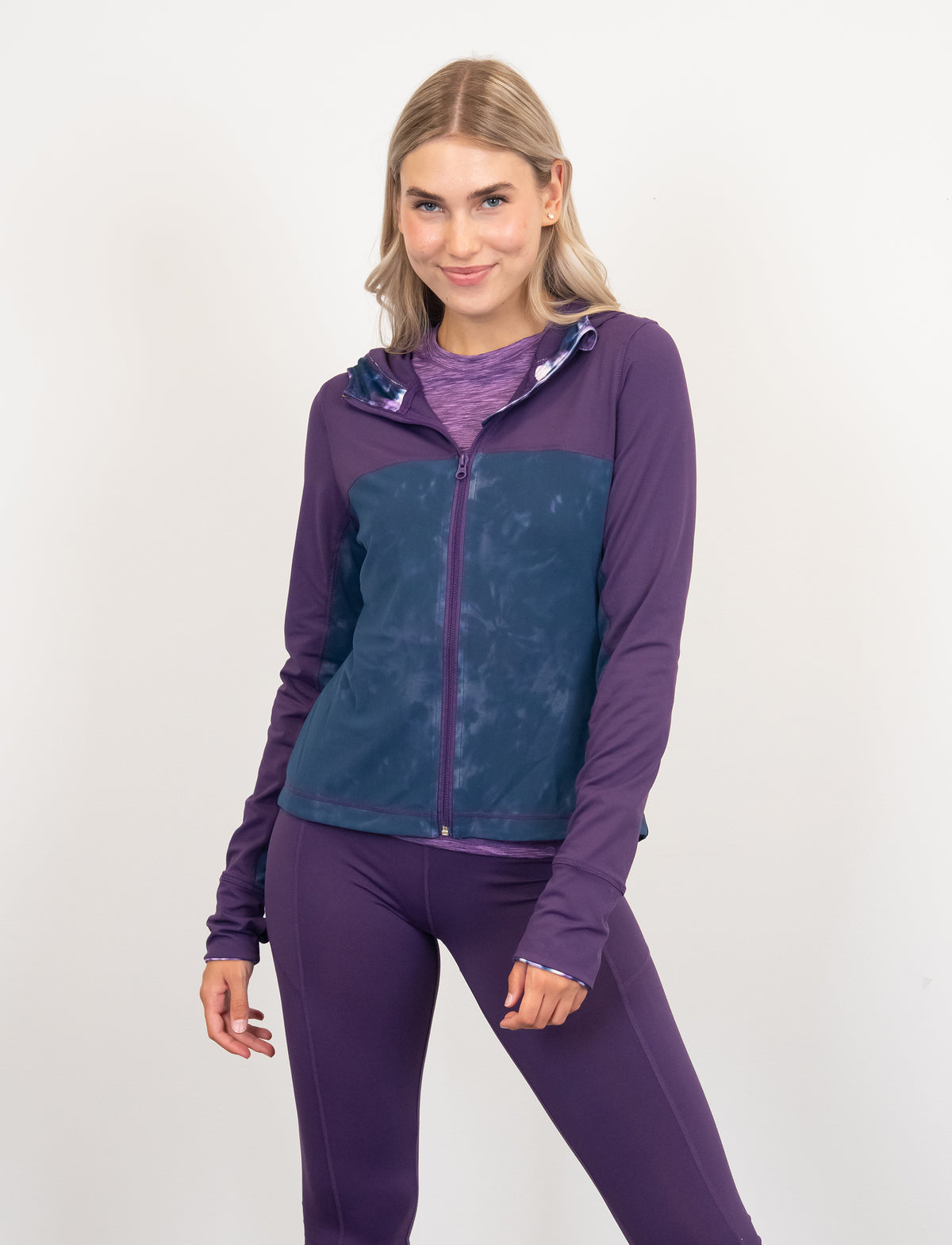 LADIES MESH OVERLAY HOODED YOGA JACKET