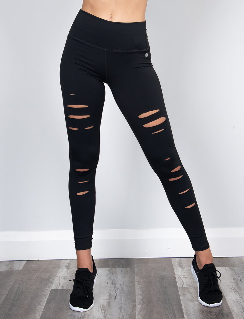 LADIES HIGH RISE DISTRESSED LEGGING