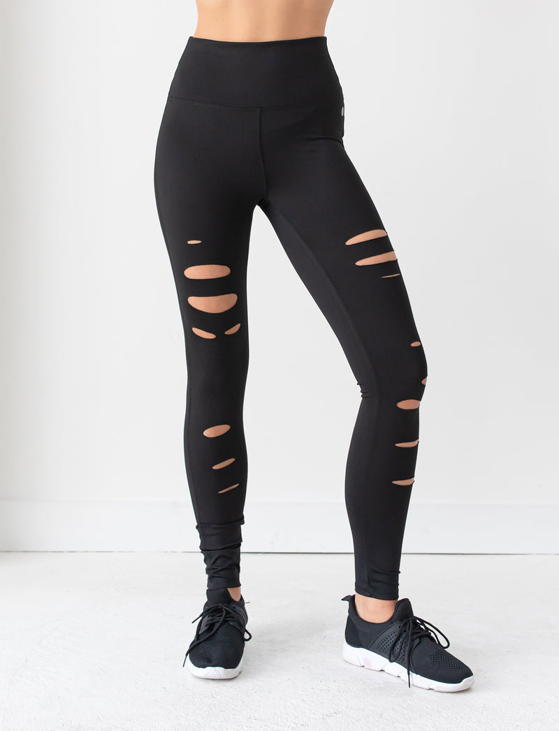 LADIES HIGH RISE DISTRESSED LEGGING