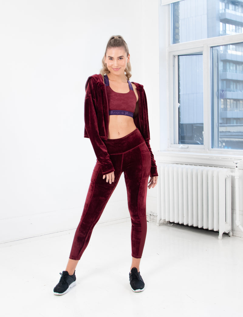 LADIES STRETCH VELVET ZIP FRONT HOODY