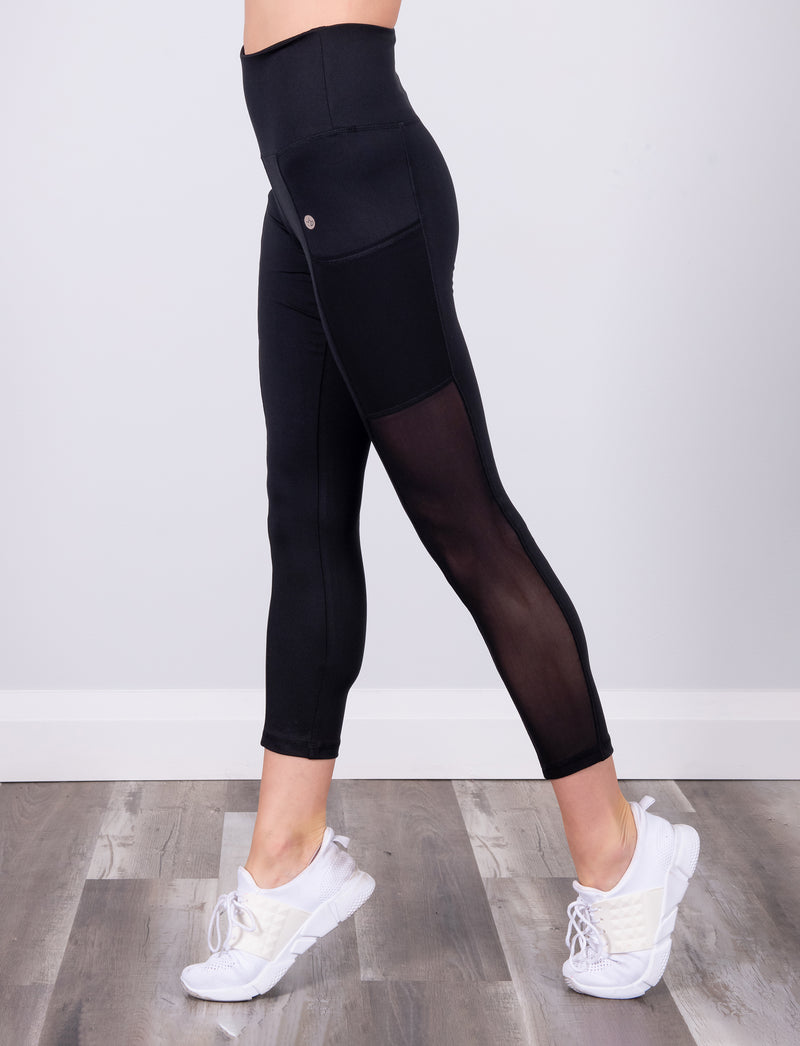 LADIES HIGH RISE 7/8TH LEGGING W/MESH SIDE PANEL