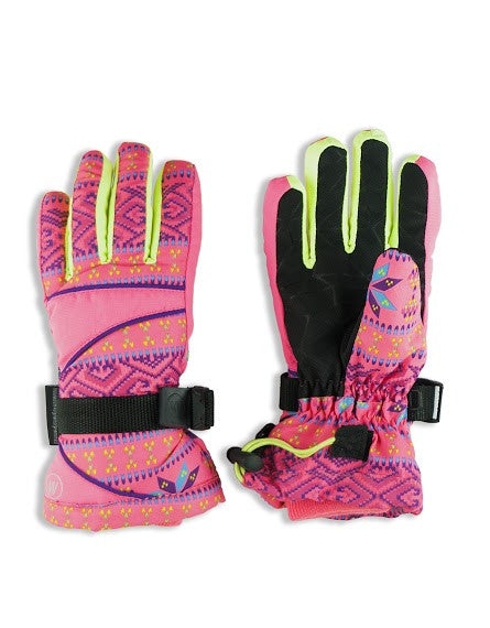 GIRL'S 4-16 SKI GLOVE W/ NAVAHO PRINT