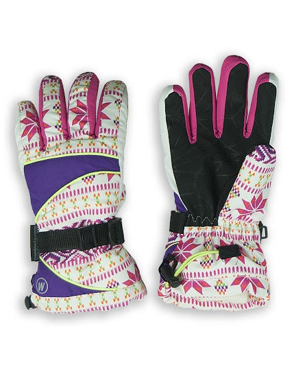 GIRL'S 4-16 SKI GLOVE W/ NAVAHO PRINT