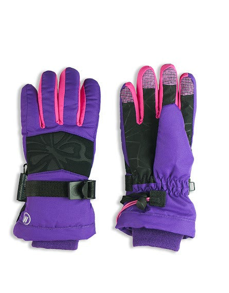 GIRL'S 4-16 SKI GLOVE W/ EMBOSSED BUTTERFLY DETAIL