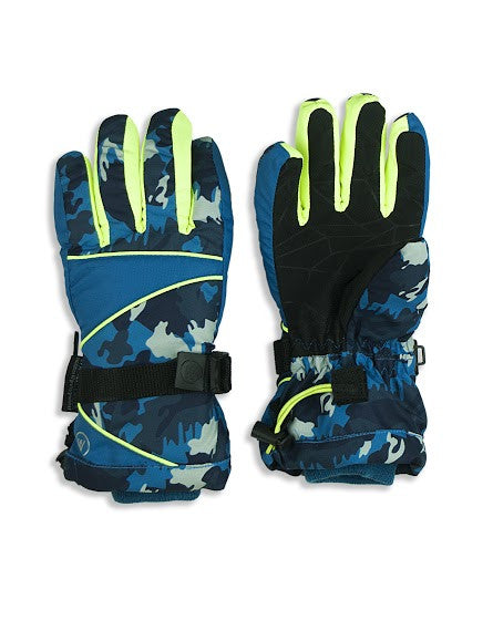 BOY'S 4-16 SKI GLOVE W/ CAMO PRINT