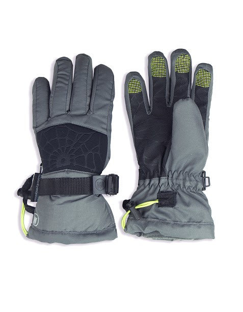 BOY'S 4-16 SKI GLOVE W/ EMBOSSED SPIDER WEB DETAIL