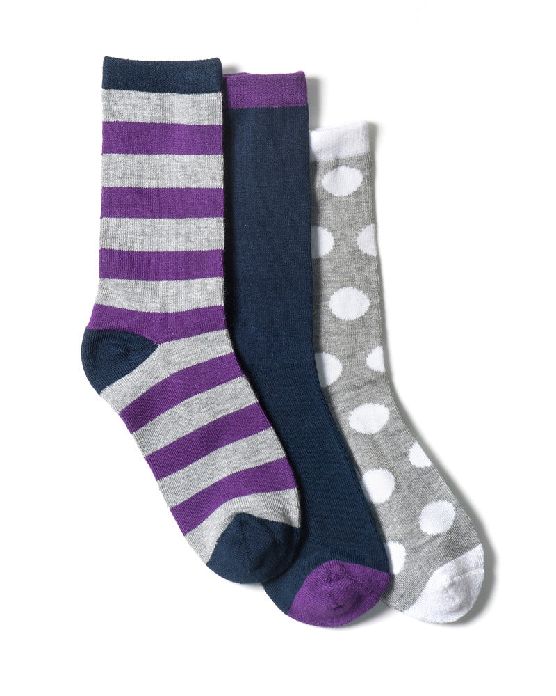 GIRLS 3 PACK FASHION CREW SOCKS