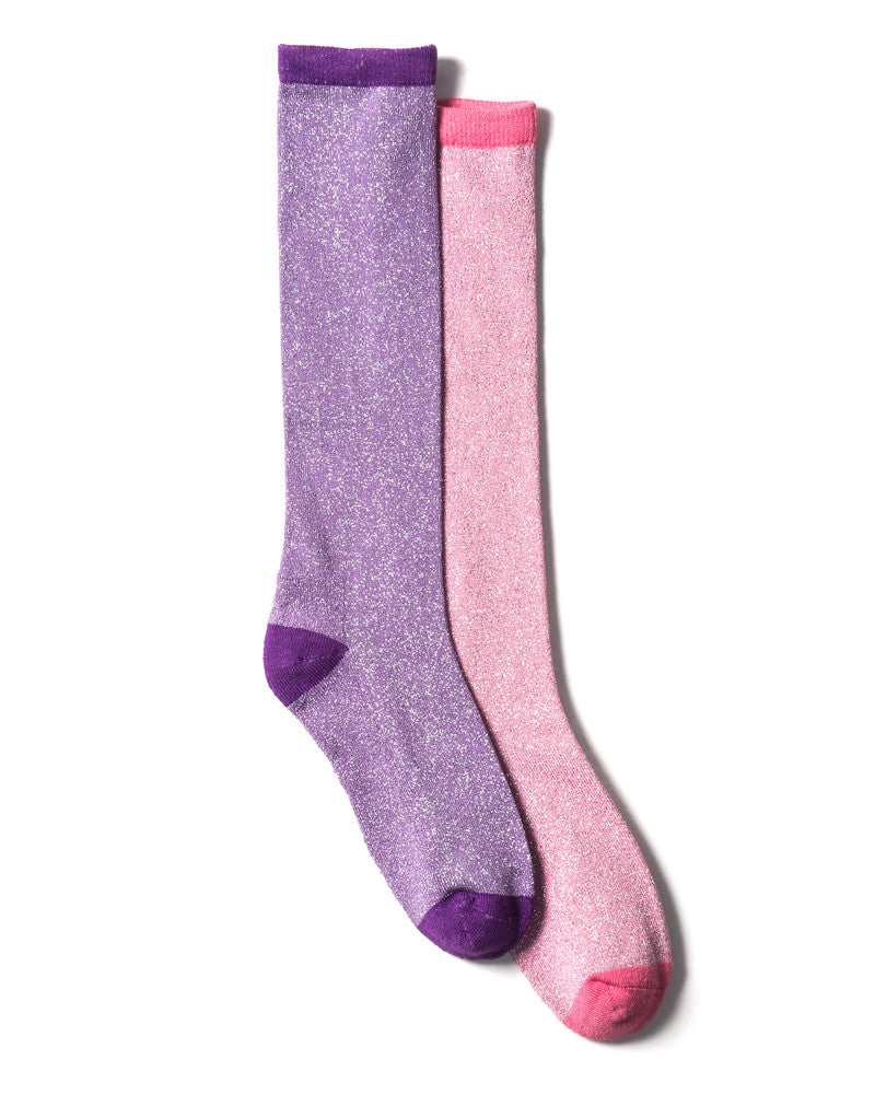 GIRLS 2 PACK GLITTER KNEE HIGHS