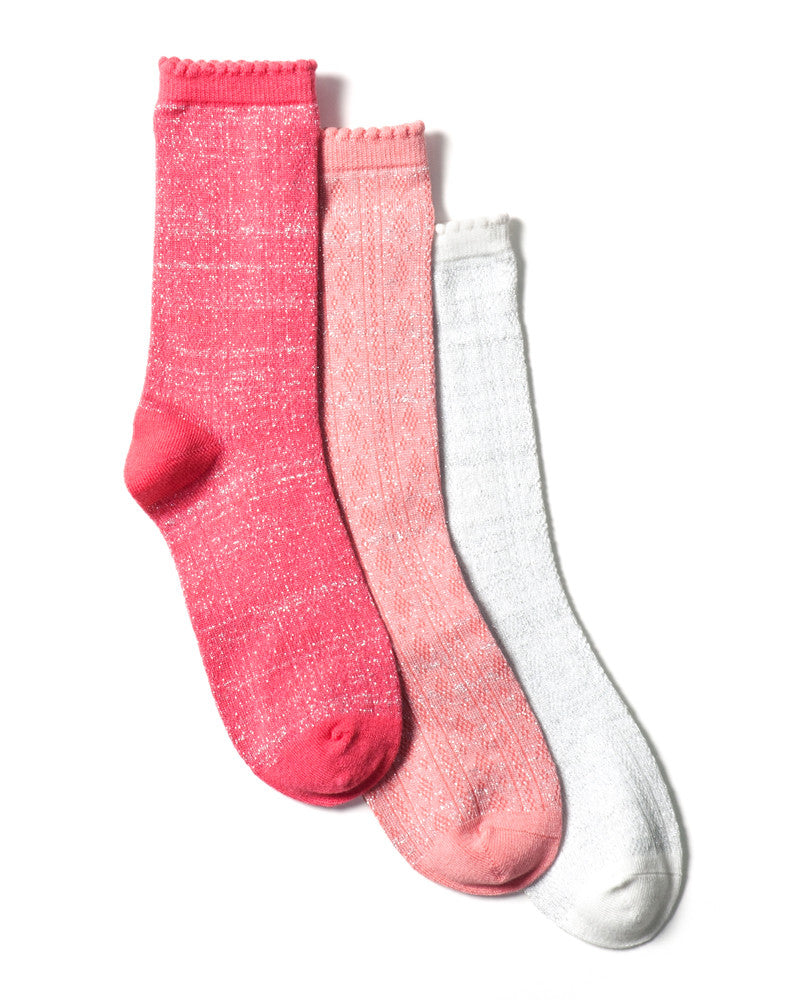 GIRLS 3 PACK GLITTER DRESS SOCKS