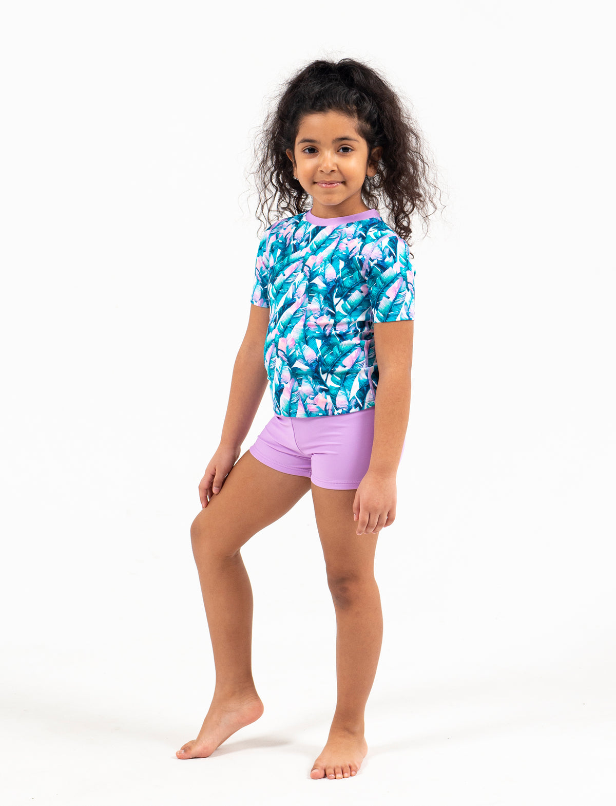 GIRLS 2-6X S/S RASHGUARD TANKINI SET