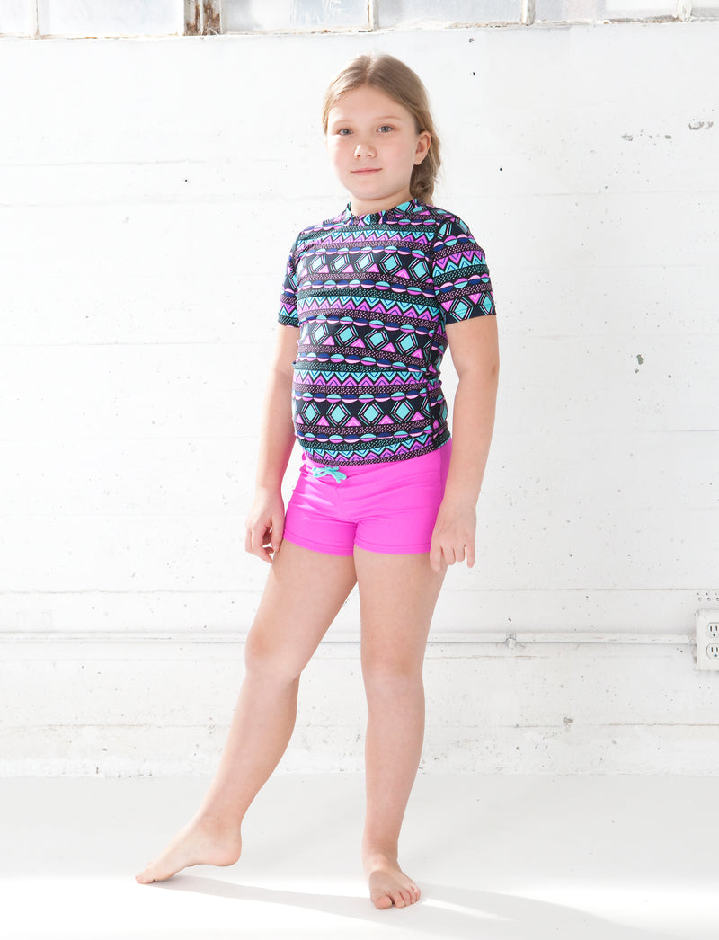 GIRLS RASHGUARD TANKINI SET W/SHORTS