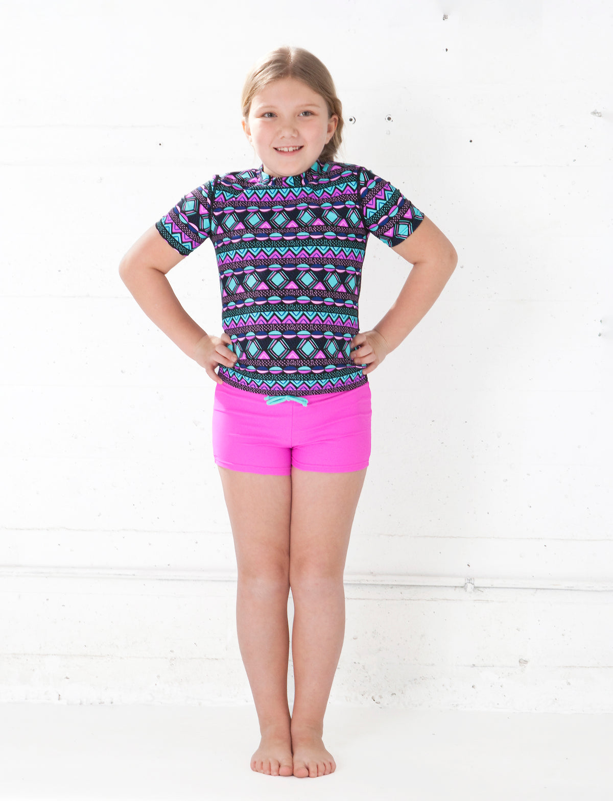 GIRLS RASHGUARD TANKINI SET W/SHORTS