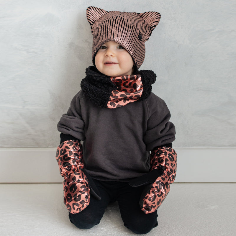 Little Girl's Rose Gold Foil Cat Ears Toque