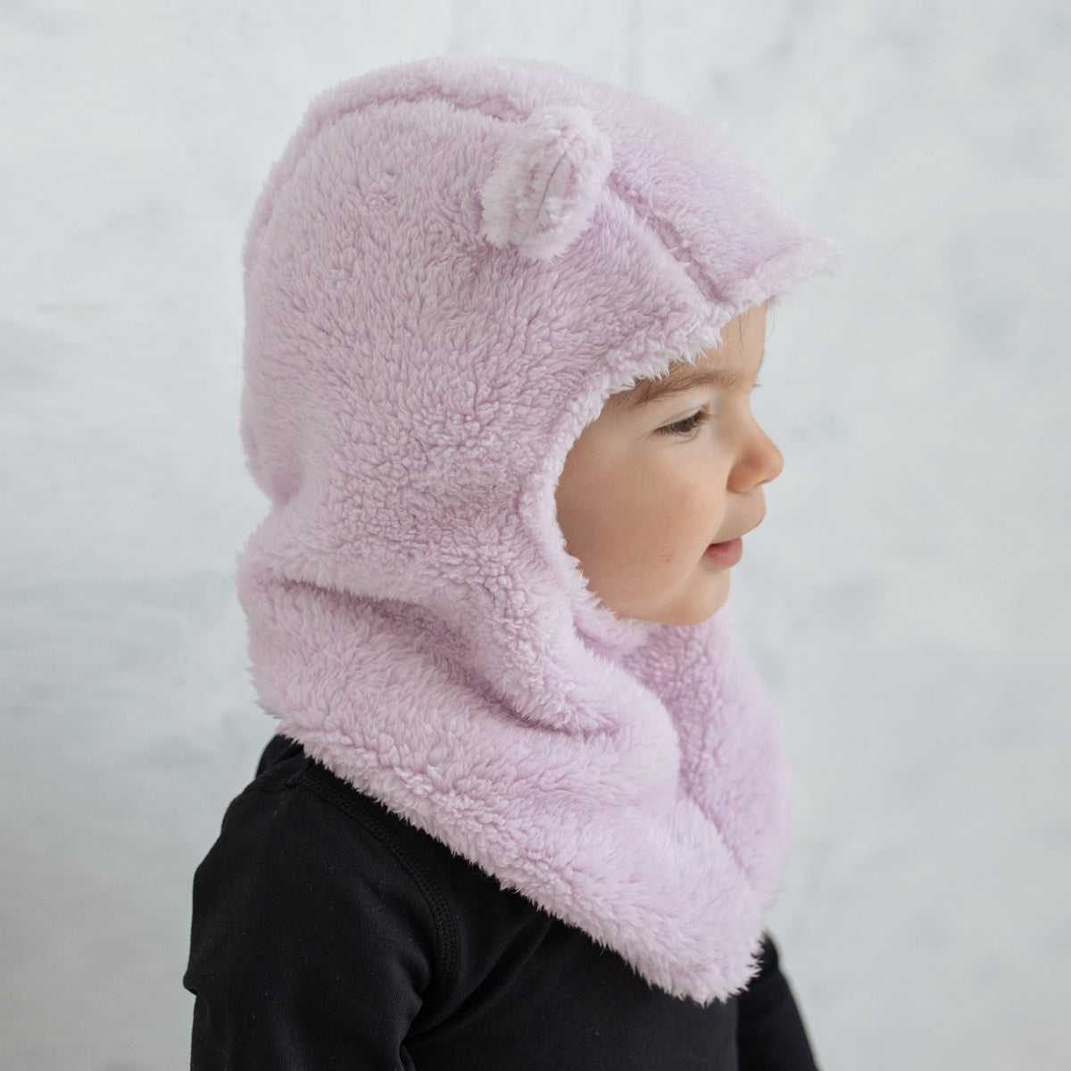 Little Girl's Orchid Ice Plush Bear Ear Balaclava