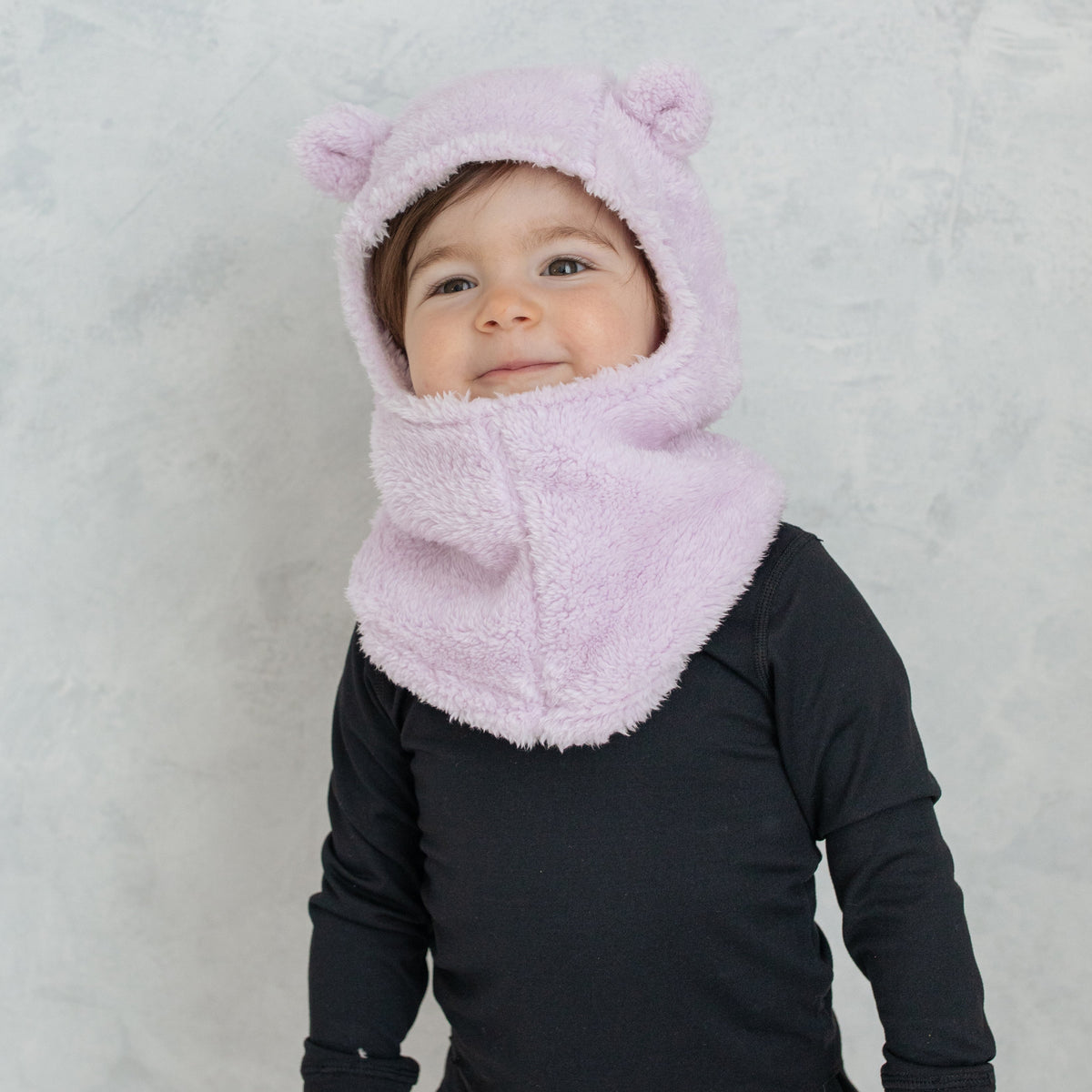 Little Girl's Orchid Ice Plush Bear Ear Balaclava