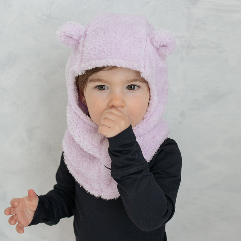 Little Girl's Orchid Ice Plush Bear Ear Balaclava