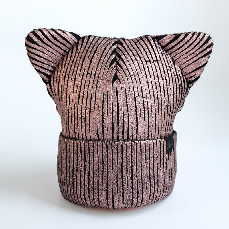 Little Girl's Rose Gold Foil Cat Ears Toque