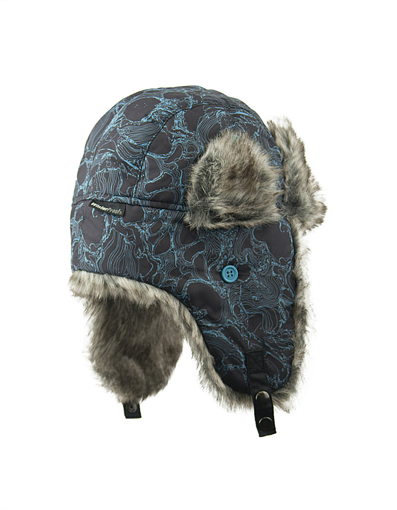 BOY'S 4-16 PRINTED TRAPPER W/ FAUX FUR