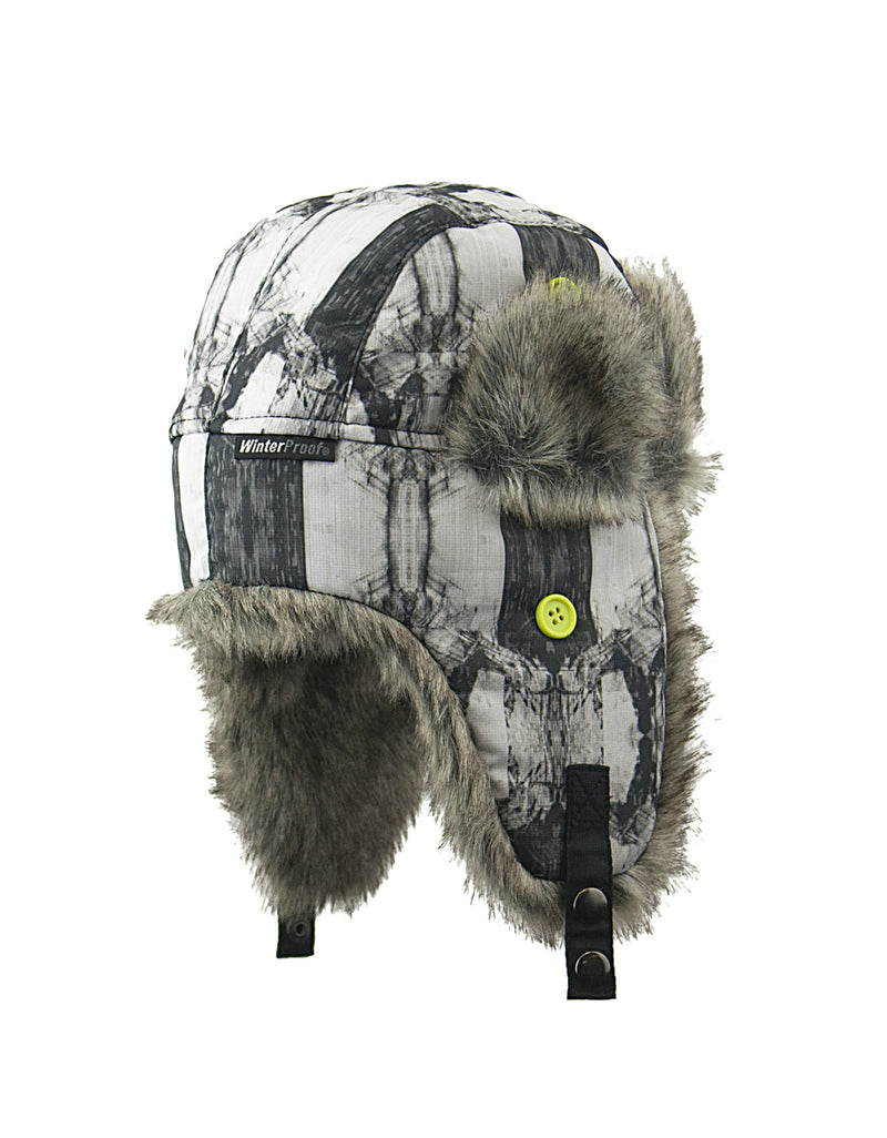 BOY'S 4-16 PRINTED TRAPPER W/ FAUX FUR