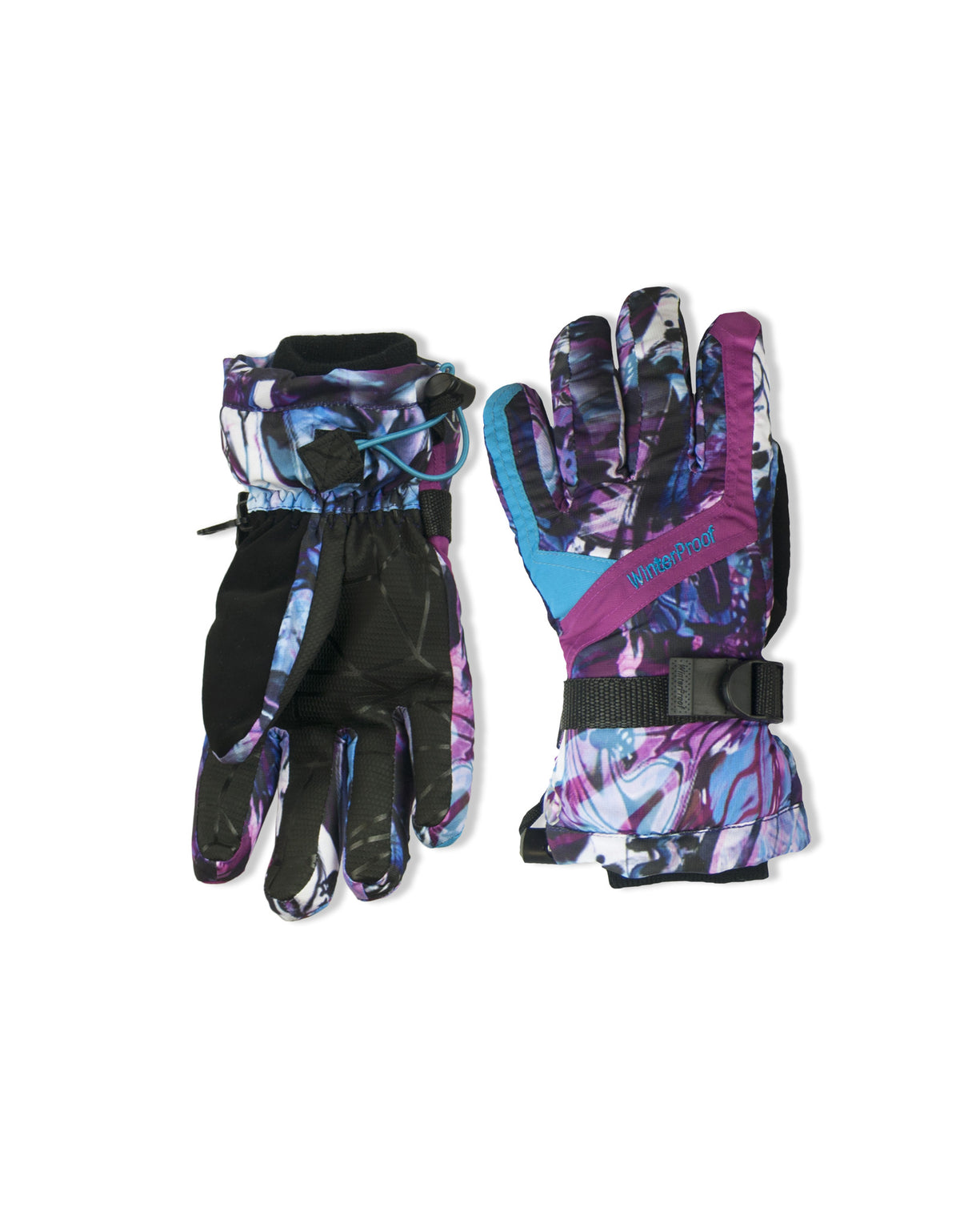 GIRL'S 4-16 SKI GLOVE W/ BUTTERFLY GRAFITTI PRINT