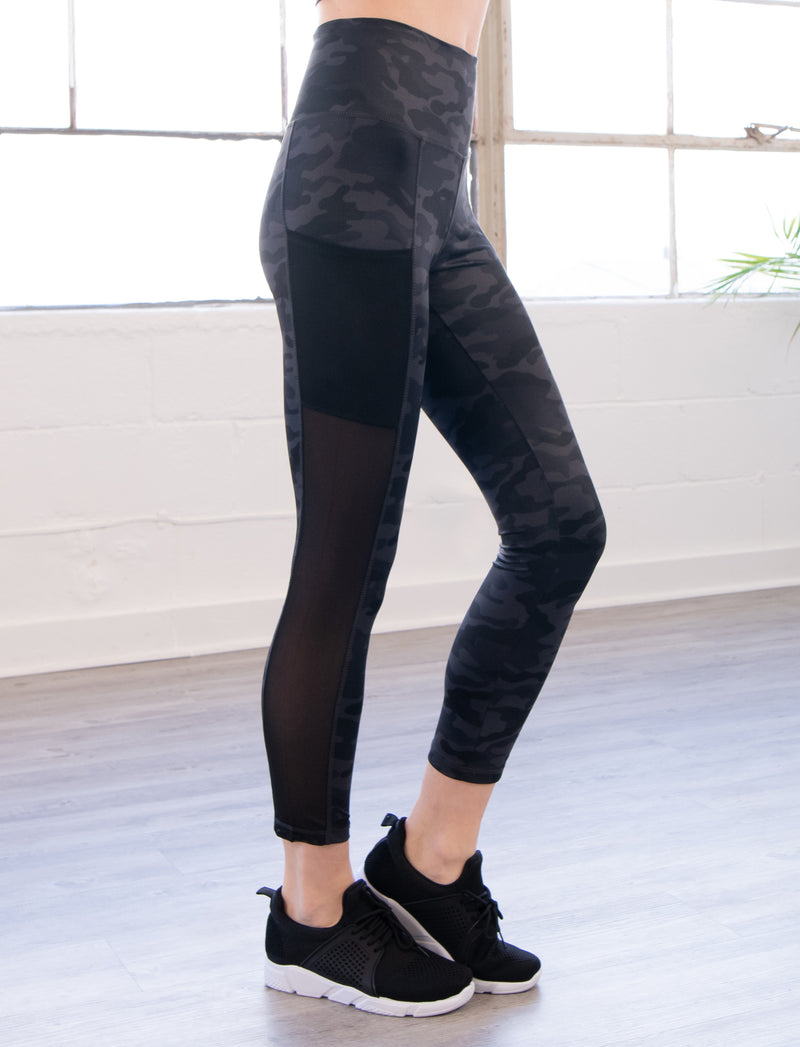 LADIES HIGH RISE 7/8TH LEGGING W/MESH SIDE PANEL